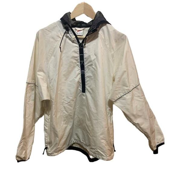 Vintage Nike White 3M reflective windbreaker jacket coat pullover hooded sz med - Picture 1 of 12